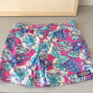 Vineyard Vines Pink Tropical Floral Swim Trunks